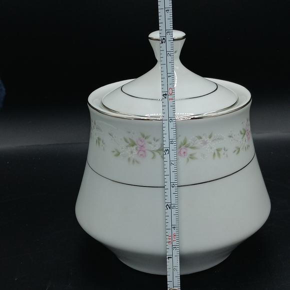 GLA Maria Fine China Japan Sugar Bowl W/Lid And Creamer White & Rose Floral - Picture 10 of 16